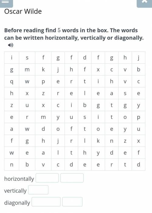 Before reading find 5 words in the box. The words can be written horizontally, vertically or diagona