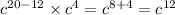 c ^{20 - 12} \times c {}^{4} = c {}^{8 + 4} = c {}^{12}