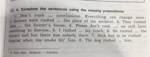 A complete the sentences using the missing prepositions