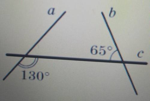 На рисунку показано градусні міри двох кутів, що утворилися при перетині прямих а ib cічною с. Обчис