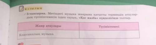 Мәтіндері музыка жанрына қатысты терминді атаулардың түсініктемесін іздеп тауып Қос жазба күнделігін