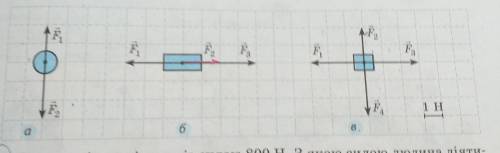 На рисунках зображені тіла та сили, що на них діють (1 клітинка-1Н) перенесіть кожен рисунок до зоши