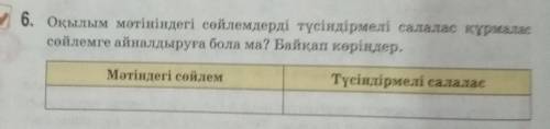 Оқылым мәтініндегі сөйлемдерді түсіндірмелі салалас құрмалас сөйлемге айналдыруға бола ма? Байқап кө