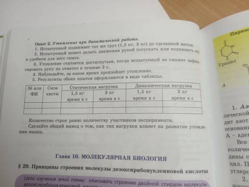 Заполни таблицу утомления мышц при статистической и динамической работе