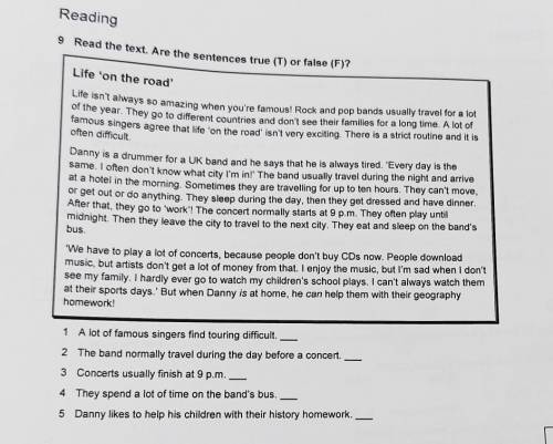 Read the text sentences true (T) or false (F)?