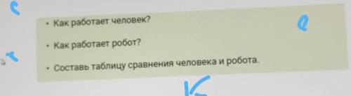 Как работает человек?Как работает роботСоставь таблицу сравнения человека и робота.​