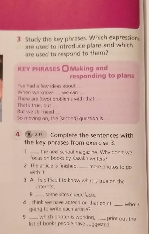 Complete the sentences with the key phrases from exercise 3.1 the next school magazine. Why don't we