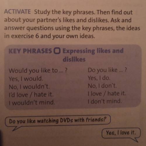 Study the key phrases.Then find out about your partner's likes and dislikes.Ask and answer questions