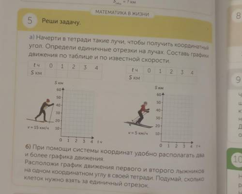 МАТЕМАТИКА В ЖИЗНИ E5Реши задачу.а) Начерти в тетради такие лучи, чтобы получить координатныйугол. О