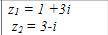 Выполнить действия над комплексными числами в арифметической форме и изобразить z1, z2 координатной