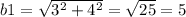 b1=\sqrt{3^2+4^2} =\sqrt{25}=5