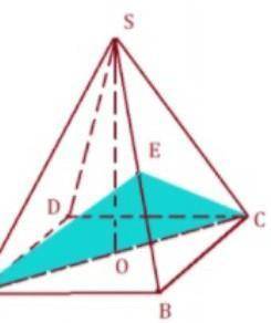 Скоро дедлайн. В правильной четырехугольной пирамиде SABCD, все ребра которой равны 1, точка Е – сер