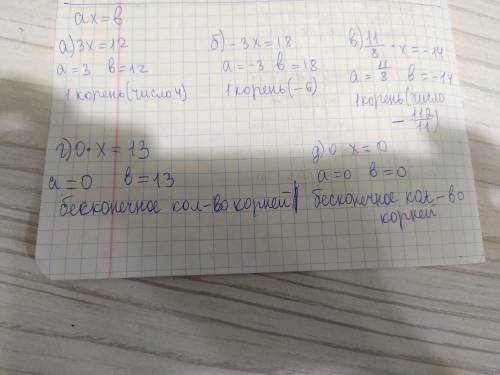 1. Найдите коэффициенты а и b линейного уравнения ax = b . Определите сколько корней имеет уравнение