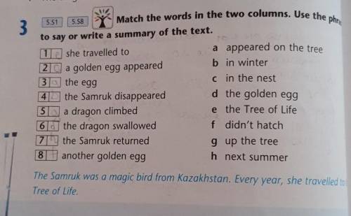 Match the words in the two columns. Use the phr 5.51 5.583to say or write a summary of the text.a ap