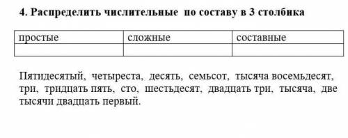 Распредилить чеслительные в три столбика простые-сложные-составные без ошибок заранее это очень важн