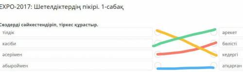 Сөздерді сәйкестендіріп, тіркес құрастыр. тілдік кәсіби әсерімен абыроймен әрекет бөлісті кеде