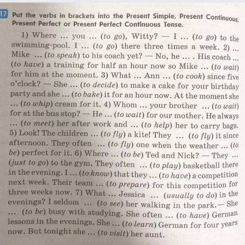 Put the verbs in brackets into the Present Simple, Present Continuous, Present Perfect or Present Pe