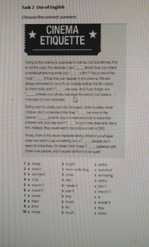Choose the correct asnwersCINEMAETIQUETTE