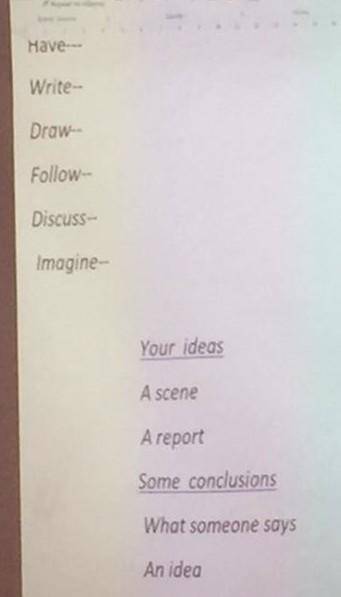 HLP 1.have2.write3.draw4.follow5.discuss 6.imagine a.your ideasb.a scenec.a reportd.some conclusions