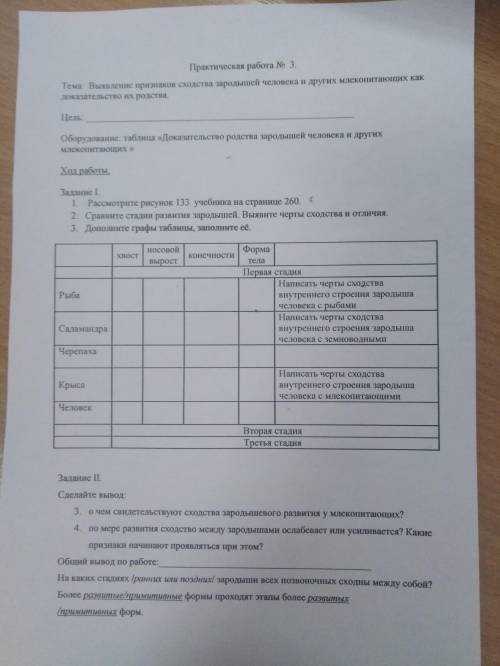 с практической работой по биологии 11 класс. Практическая работа № 3 Тема: Выявление признаков сход