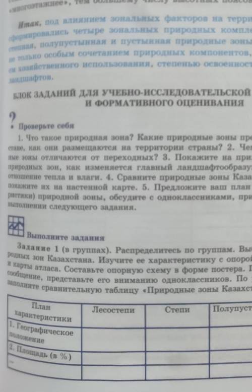 Выполните задания т-Задание 1 (в группах). Распределитесь по группам. Выберите одну из при-родных зо