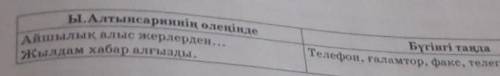 3 деңгей өлеңддегі ғажайып сипатқа ие оқиғаларды бүгінгі күнмен салыстырып кестені толтырыңдар​