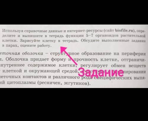 Определите и выпишите в тетрадь функции 57 организмов определённой клетки зарисуйте клетку в тетрадь