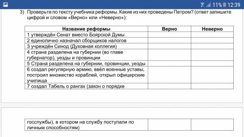 Проверьте по тексту учебника реформы. Какие из них проведены Петром? (ответ запишите цифрой и словом