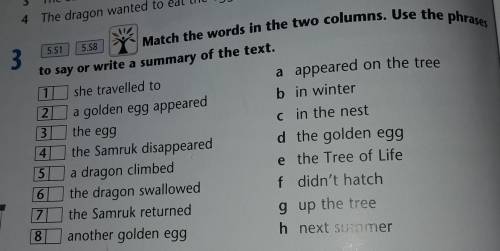 Match the words in the two columns. Use the phrases 5.51 5.583to say or write a summary of the text.