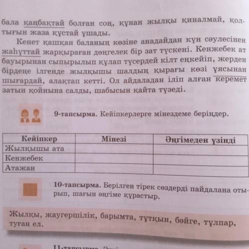 Берілген үзіндіден көріктеу құралдары мен айшықтауларды тауып талдаңдар. Асты сызылған сөздер мен сө