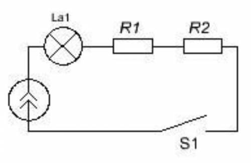 соберите электрическую цепь из последовательно соединеных источников тока двух резистров и ключа над