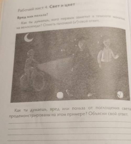 Как ты думаешь, вред или польза от поглощения света продемонстрированы на этом примере? Объясни свой