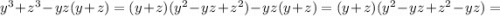 y^{3}+z^{3}-yz(y+z)=(y+z)(y^{2}-yz+z^{2})-yz(y+z)=(y+z)(y^{2}-yz+z^{2}-yz)=