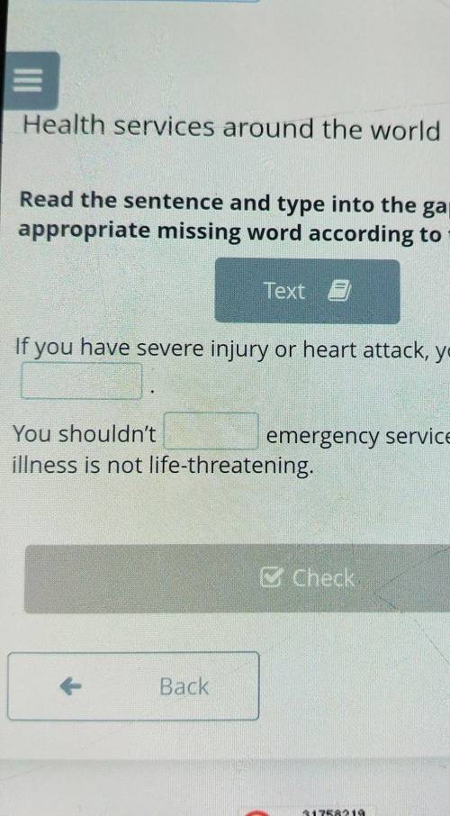 Read the sentence and type into the gap the apporoprite missing l​