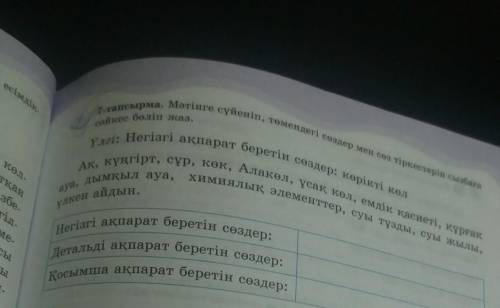 Үлкен айдын. ауа, дымқыл ауа,1-тапсырма. Мәтінге сүйеніп, төмендегі сөздер мен сөз тіркестерін сызба