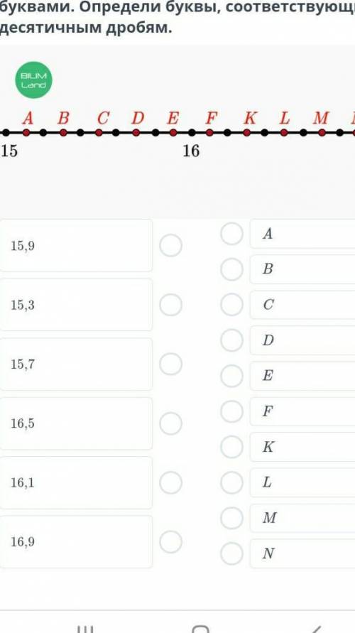 На кординатной прямой точки обозначены буквами Определи буквы соответствующие десятичным дробя