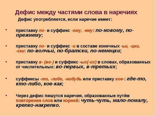 Схема наречия со всеми праилами