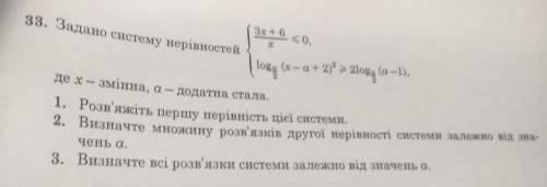 Задано систему нерівностей, де х - змінна, а - додатна стала