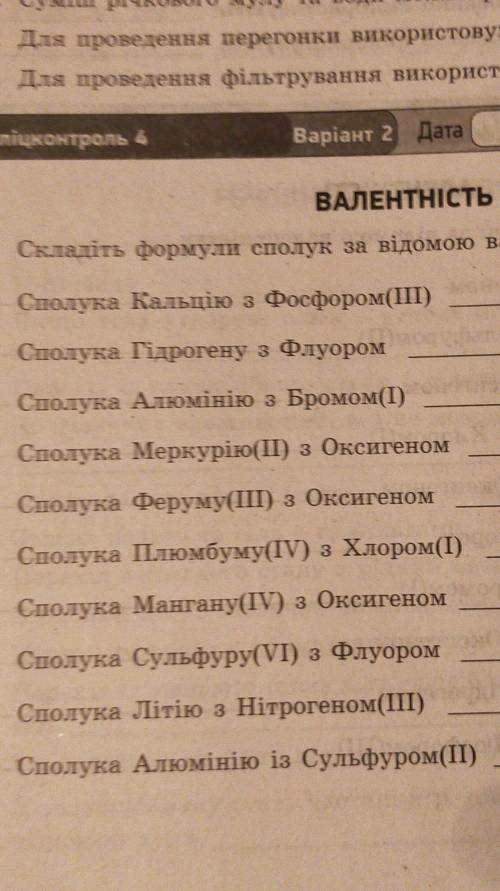 Складіть формули сполук за відомою валентністью​