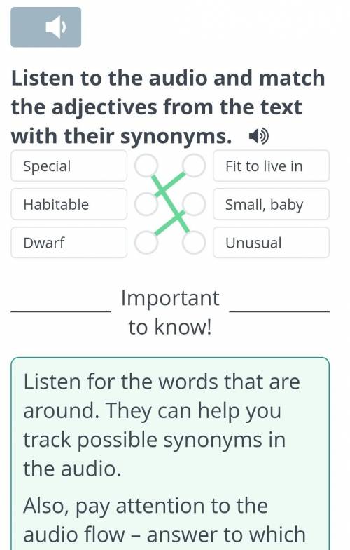 Listen to the audio and match the adjectives from ​