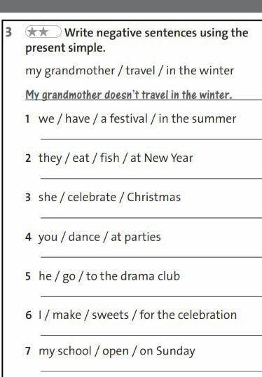 3.Write negative sentences using the present simple​