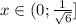 x\in(0; \frac{1}{ \sqrt{6} } ]