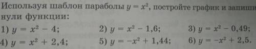 13.8. Используя шаблон параболы y=x2, постройте график и запишите нули функции:1) у = х2 - 4; 2) у =