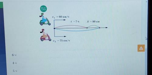 SLIMLand1= 60 км/чt - ? чS = 90 кмv, = 75 км/чAбч4 ч5 ч​