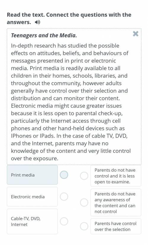 Read the text. Connect the questions with the answers. ) Teenagers and the Media. In-depth research