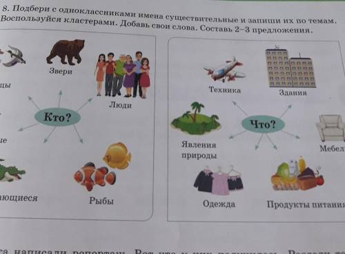 Добавь свои 4 слова.составь 2-3 предложения ​