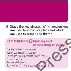 Study the key phrases.Which expression are used to introduce plans and which are used to respond to