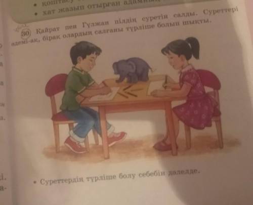 Зо) Қайрат пен Гүлжан пілдің суретін салды. Суреттері әдемі-ақ, бірақ олардың салғаны түрліше болып