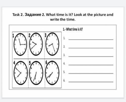 Task 2. Задание 2. What time is it? Look at the picture and write the time. 3 класс​