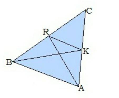 и AR — медианы. BR= 9 м;AK= 8 м;RK= 5 м.Найти: P(ABC). Каковы длины сторон?AC=  м;BC=  м;AB=  м. P(A